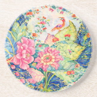 Watercolor Tobacco Leaf China Inspired  Zandsteen Onderzetter