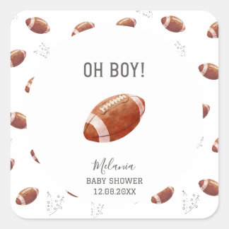 Watercolor touchdowns american football baby show vierkante sticker