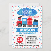 Watercolor Train Anniversaire Fête Invitation (Devant)