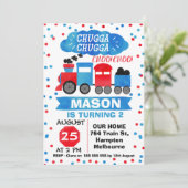 Watercolor Train Anniversaire Fête Invitation (Debout devant)