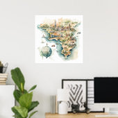Watercolor Travel Map Poster (Thuiskantoor)