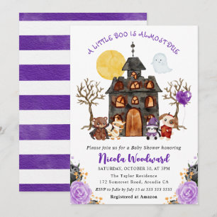 Watercolor Trick or Treat Halloween Baby Shower Kaart