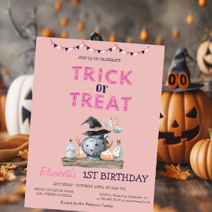 Watercolor Trick or Treat Halloween Feest Verjaard Kaart