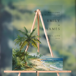 Watercolor Tropical Beach Wedding Welcome