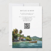Watercolor Tropical Caribbean QR Code Wedding Kaart (Achterkant)