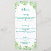 Watercolor tropical feuille menu mariage (Devant)