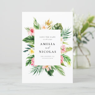 Watercolor Tropisch Botanisch Frame Zomer Save The Date