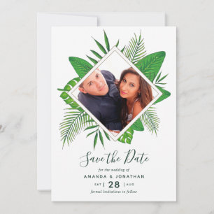 Watercolor tropisch gebladerte Huwelijk Opslaan de Save The Date