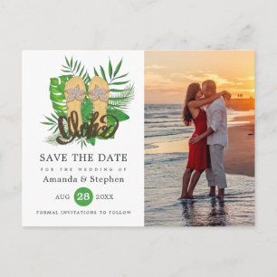 Watercolor Tropisch Luau Aloha Trouwfoto Briefkaart