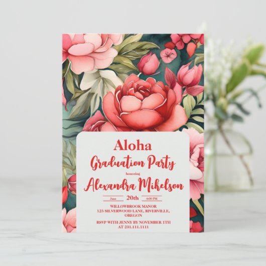 Watercolor Tropisch Strand Afstuderen Kaart (Staand voorkant)