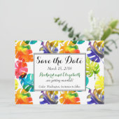 Watercolor Tropische Bladeren Trouwen Save the Dat Kaart (Staand voorkant)