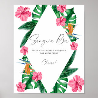 Watercolor tropische bruidsshower - sangriabar poster