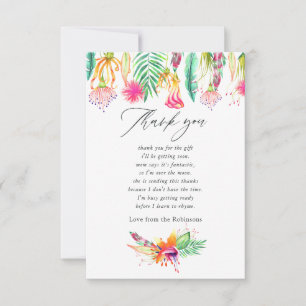 Watercolor Tropische Zomer Strand Baby Shower Bedankkaart