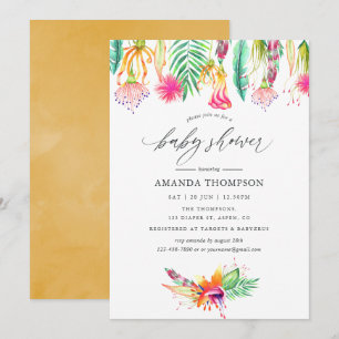 Watercolor Tropische Zomer Strand Baby Shower Kaart