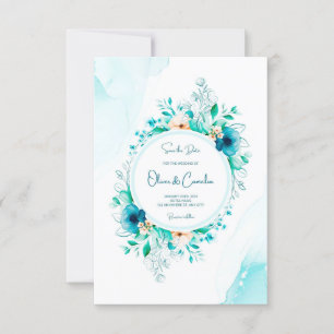 Watercolor Trouwkaart met Bloemenkader Kaart