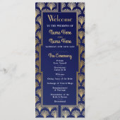 Watercolor trouwprogramma Art Deco Goud uit de jar Programma (Voorkant)