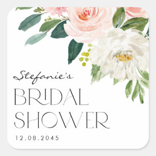 Watercolor Tuin Bloemen Lente Bruiloft Feest Vierkante Sticker