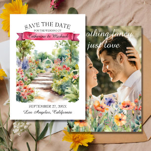 Watercolor Tuin Wilde Bloemen Lente Trouwfoto Save The Date