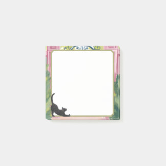 Watercolor Tuinhek & Uitgerekte Zwarte Kat Post-it® Notes