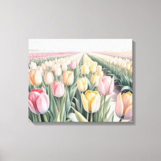 Watercolor tulips canvas afdruk