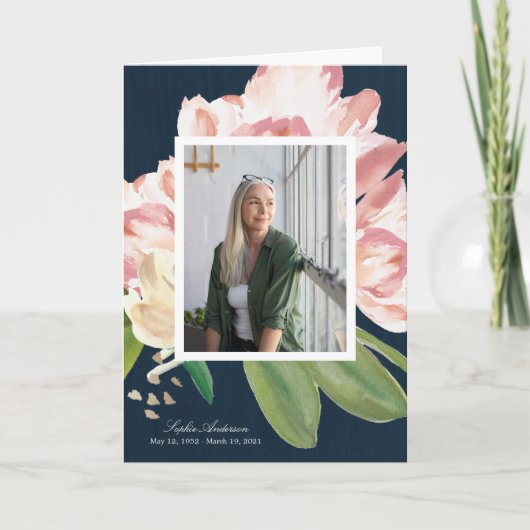 Watercolor Tulips Photo Memorial Programme (Devant)