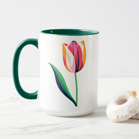 Watercolor Tulp Mok (Met donut)