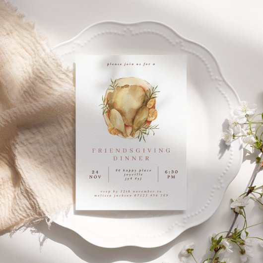 Watercolor Turquie Friendsgiving Diner Invitation