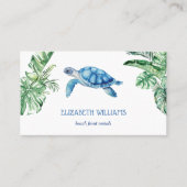 Watercolor Turtle Tropical Leaves Visitekaartje (Voorkant)
