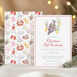 Watercolor Twaalf Dagen van Kerstmis Feest Kaart