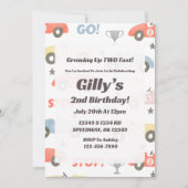 Watercolor "Two Fast" Race Car Invitation Annivers (Devant)