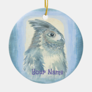 Watercolor Uil Keramisch Ornament
