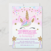 Watercolor Unicorn Invitation de fête d'anniversai (Devant)