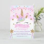 Watercolor Unicorn Invitation de fête d'anniversai (Debout devant)