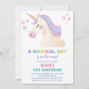 Watercolor Unicorn Invitations d'anniversaire
