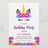watercolor unicorn rainbow birthday invitation (Devant)