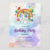 watercolor unicorn rainbow birthday invitation (Devant)
