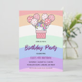 watercolor unicorn rainbow birthday invitation (Debout devant)