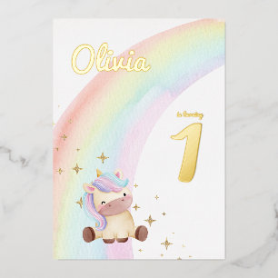 Watercolor Unicorn Rainbow Party Invitation
