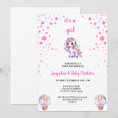 watercolor unicorne babyshower invitation (Devant / Derrière)