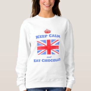 Watercolor Union Jack Blijf Kalmeer Eet Chocolade Trui