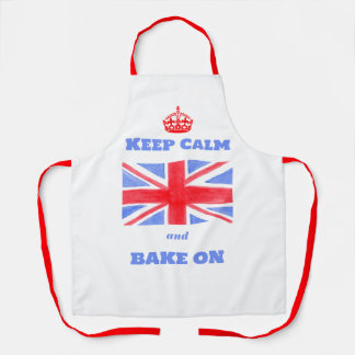 Watercolor Union Jack Keep Calm Bake On Schort