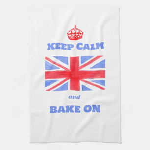 Watercolor Union Jack Keep Calm Bake On Theedoek