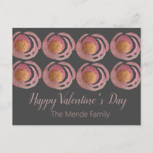 Watercolor Valentijnsdag Metallic Rozen Ansichtkaa Briefkaart