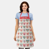 Watercolor Valentine Hearts Pattern Cooking Schort (Gedragen)