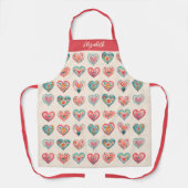 Watercolor Valentine Hearts Pattern Cooking Schort (Voorkant)