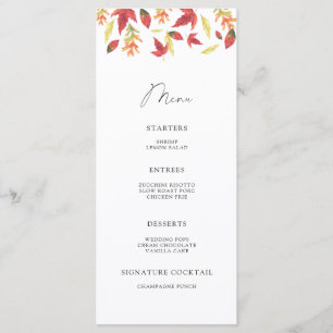 Watercolor vallende bladeren minimalistisch menu