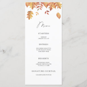 Watercolor vallende bladeren minimalistisch menu