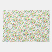 Watercolor vegetables pattern monogrammed theedoek (Horizontaal)