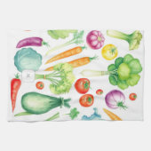 Watercolor vegetables pattern monogrammed theedoek (Horizontaal)