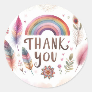 Watercolor Veren Boheemse Boho Verjaardagsfeestje Ronde Sticker
